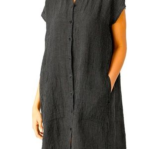Eileen Fisher Gingham organic linen dress xl